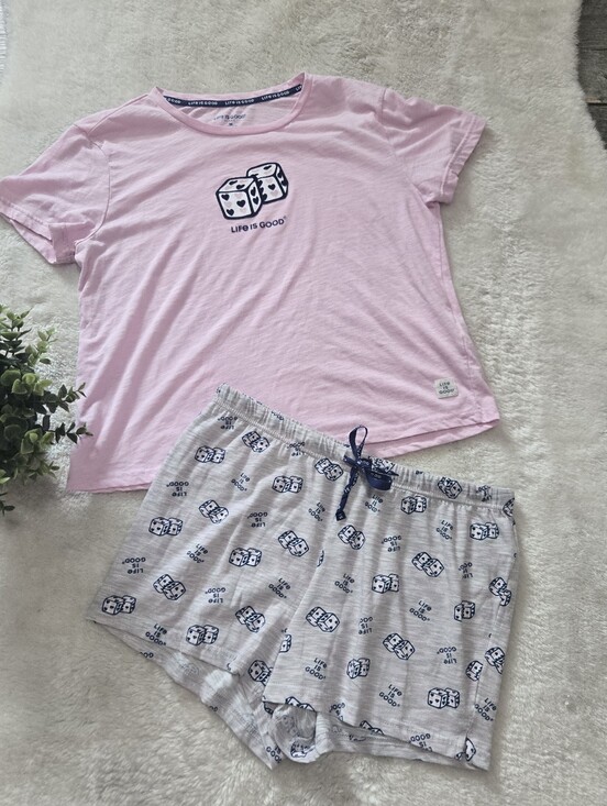 Life Is Good Other - Life is Good Pink and Gray Dice and Hearts Loungewear Pajamas Set, Size M